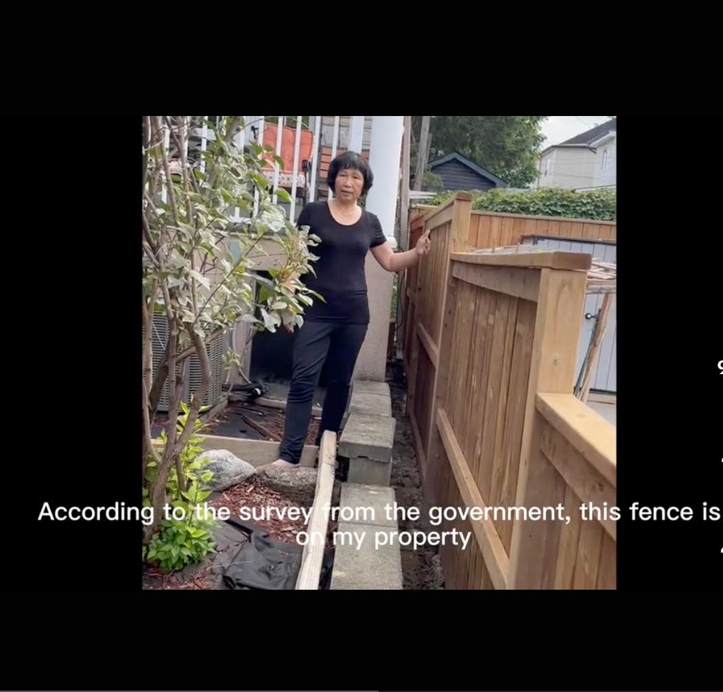 tiktok screenshot from fence lady about neighbors fence dispute
