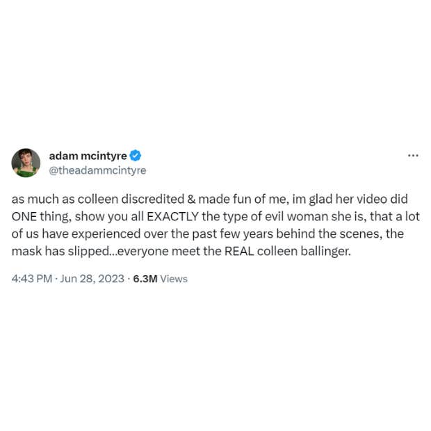 adam mcintyre tweet about colleen ballinger apology video