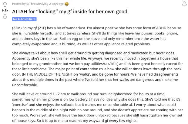man locks girlfriend in house reddit post