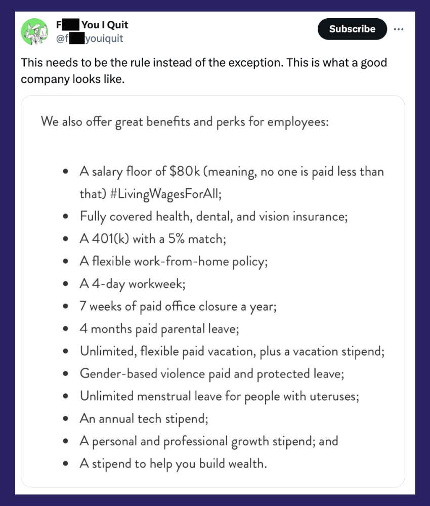 job listing from CHANI which pays every employee $80k a year