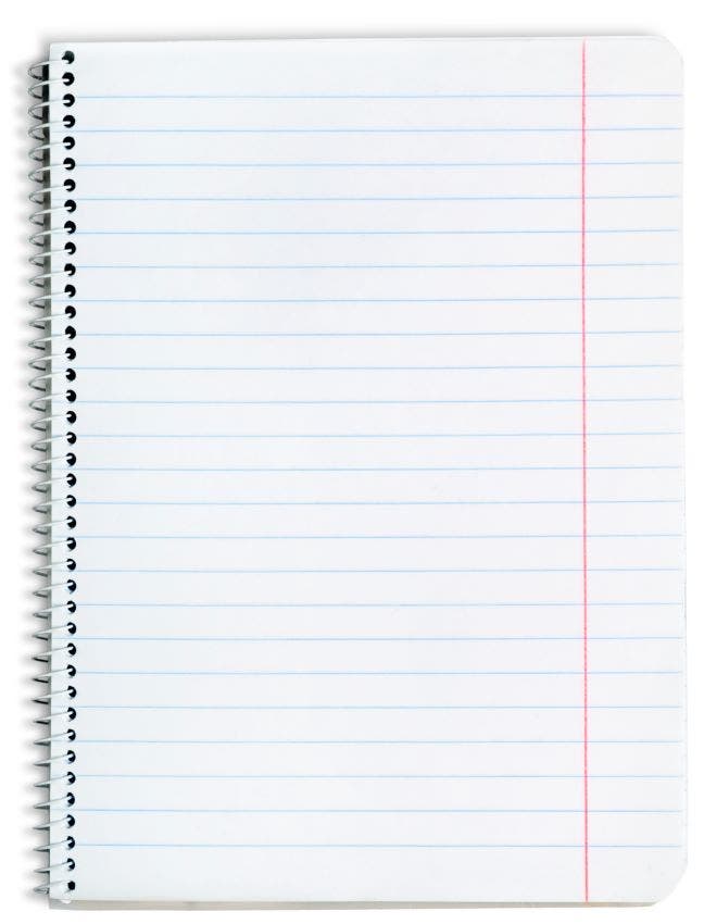 spiral notebook of lined paper