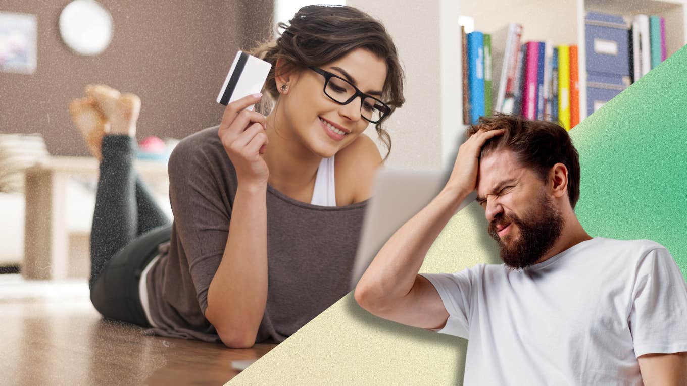 mom using husband's credit card to online sjop and upset man