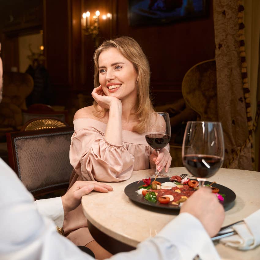 Woman smiling on a date