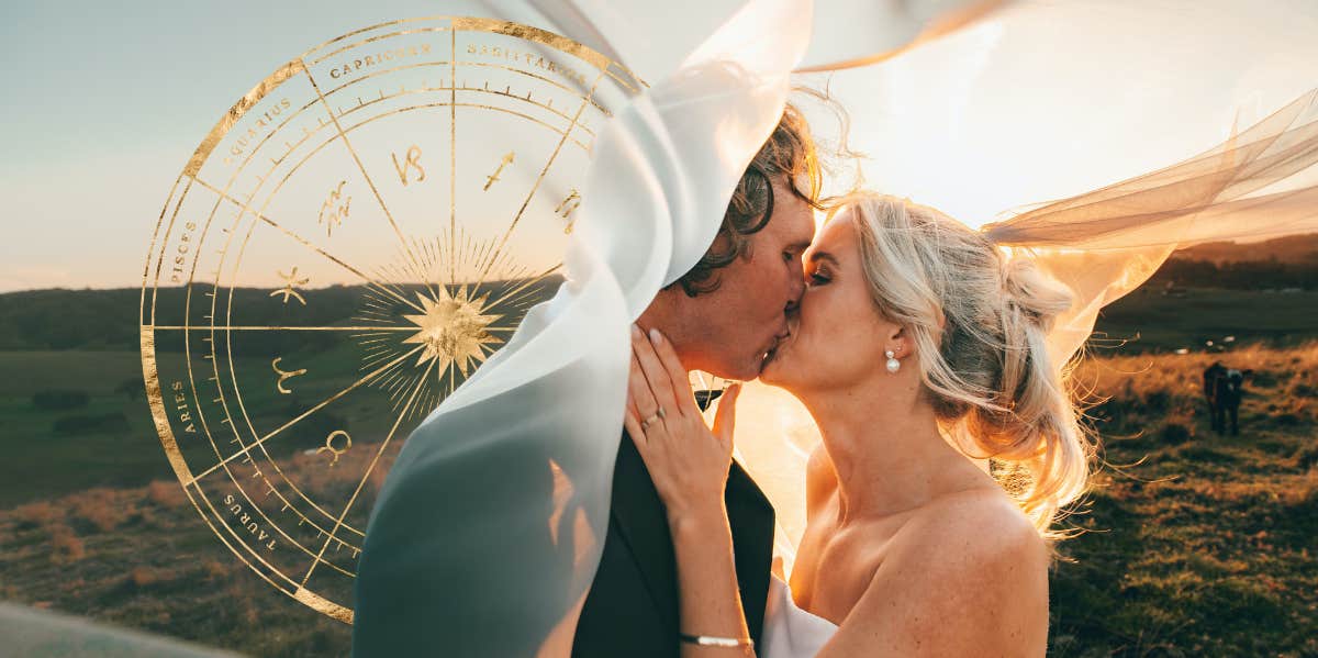 bride and groom, zodiac wheel