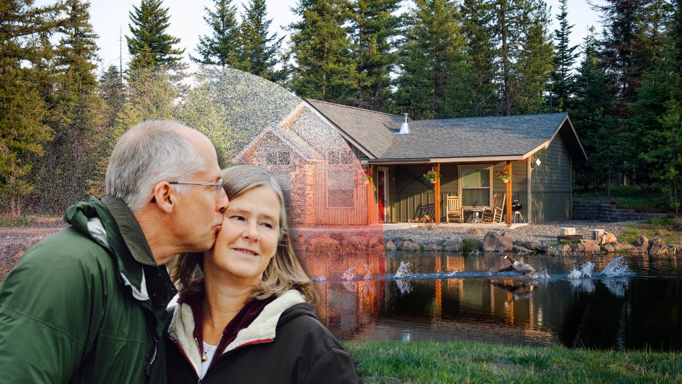 older couple, lake house