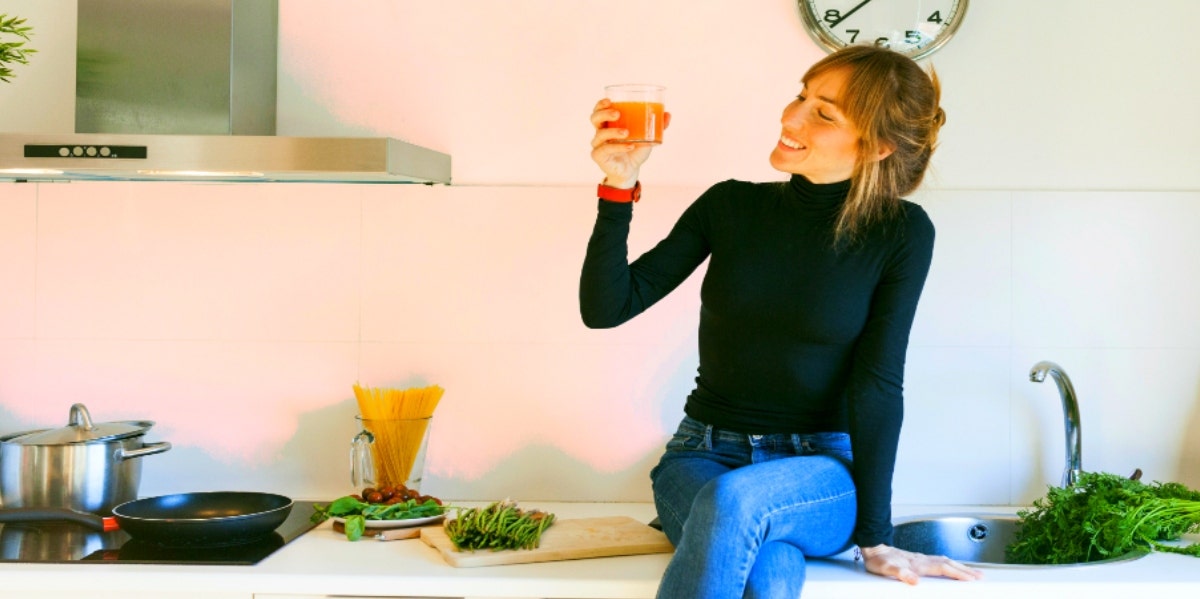 woman eating healthy in order to boost immune system
