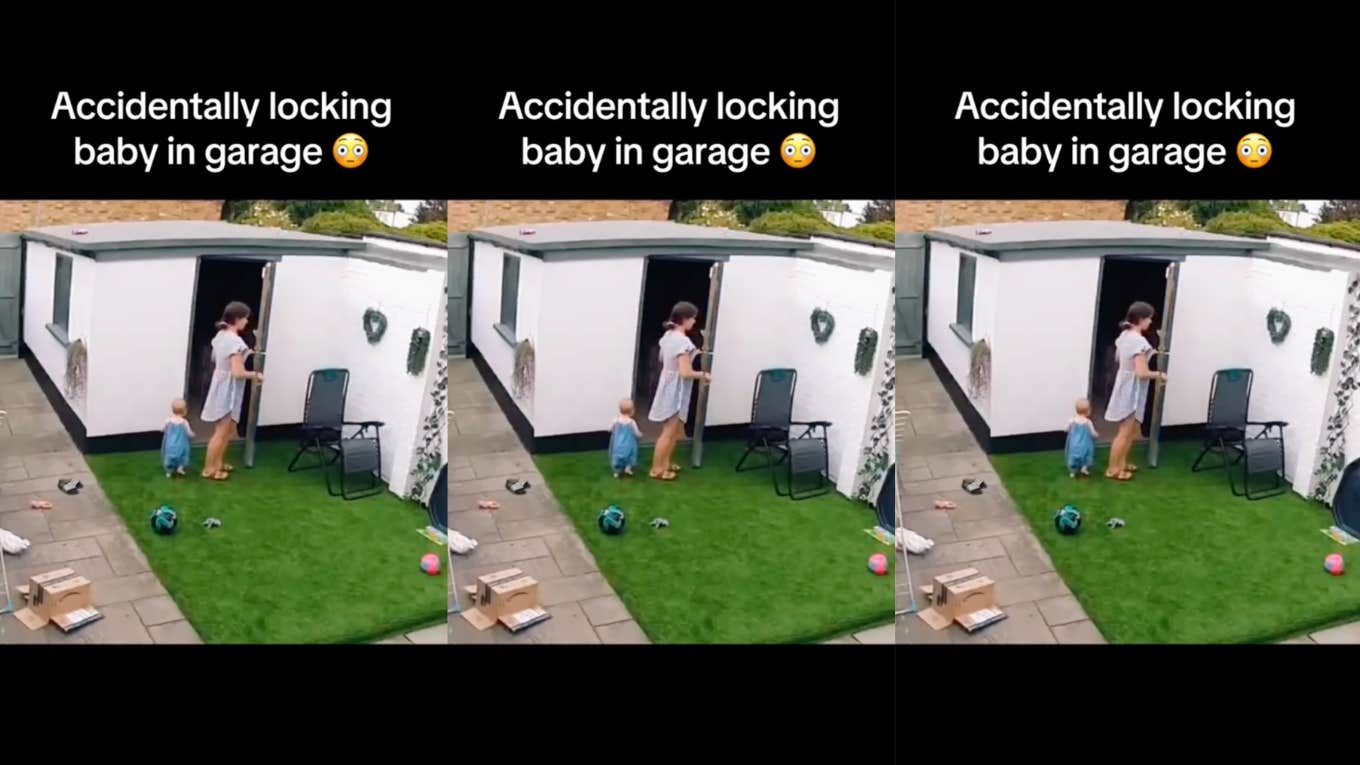 mom accidentally locking baby in garage