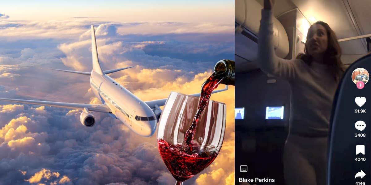 Plane, wine, passenger, flight attendants