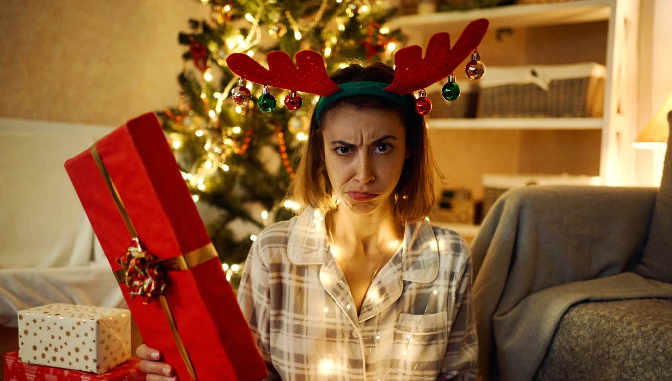 woman annoyed that her boyfriend gave her drain opener for Christmas