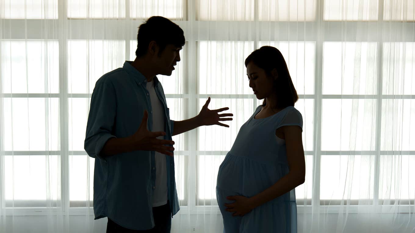 pregnant couple arguing