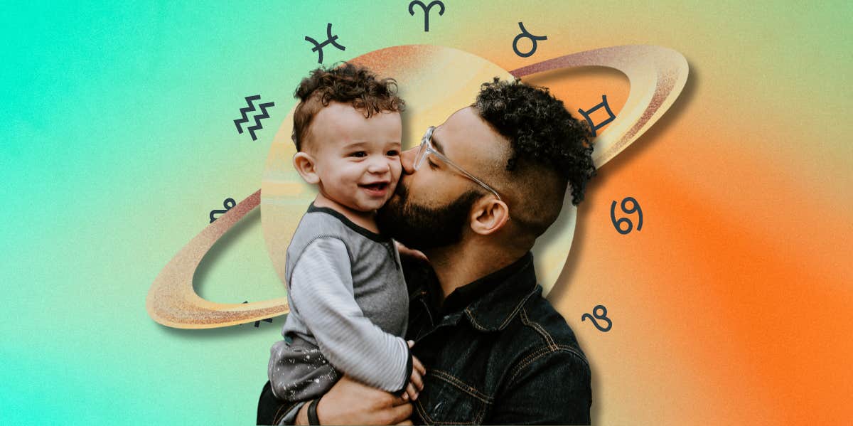 dad kissing son on the cheek, saturn and zodiac signs