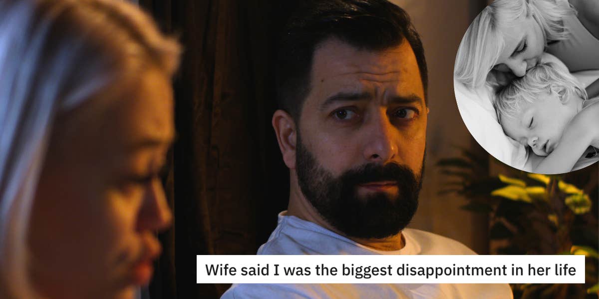 sad man with disappointed wife