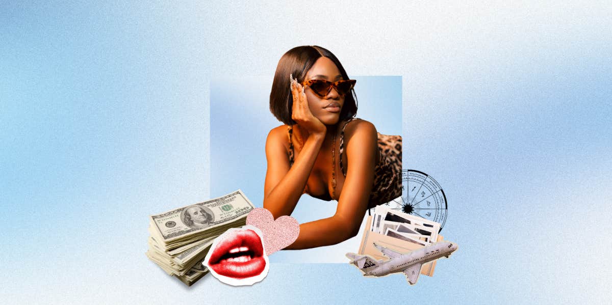 glam woman, money, lips, zodiac signs