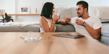 Couple in a safe space, being honest with each other over coffee 