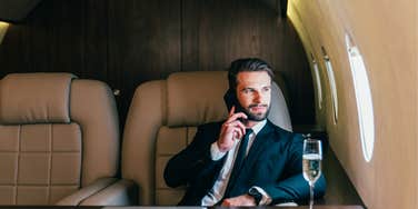 man on a private jet