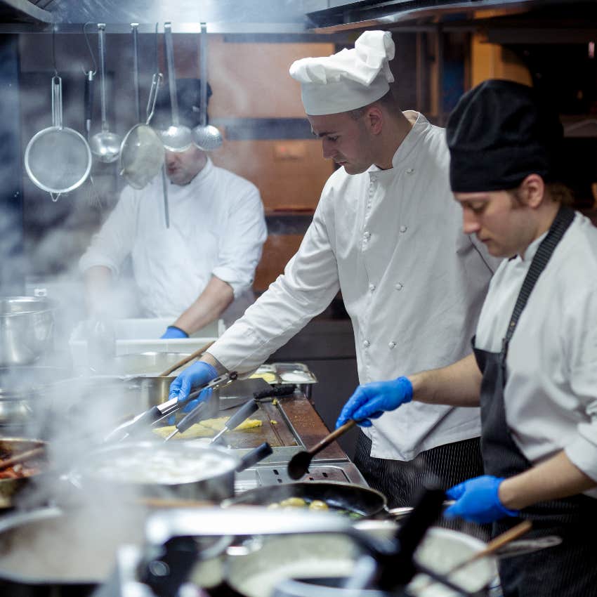 Chefs in busy kitchen