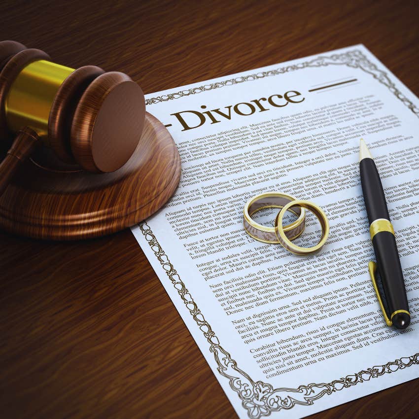 divorce image with contract and rings