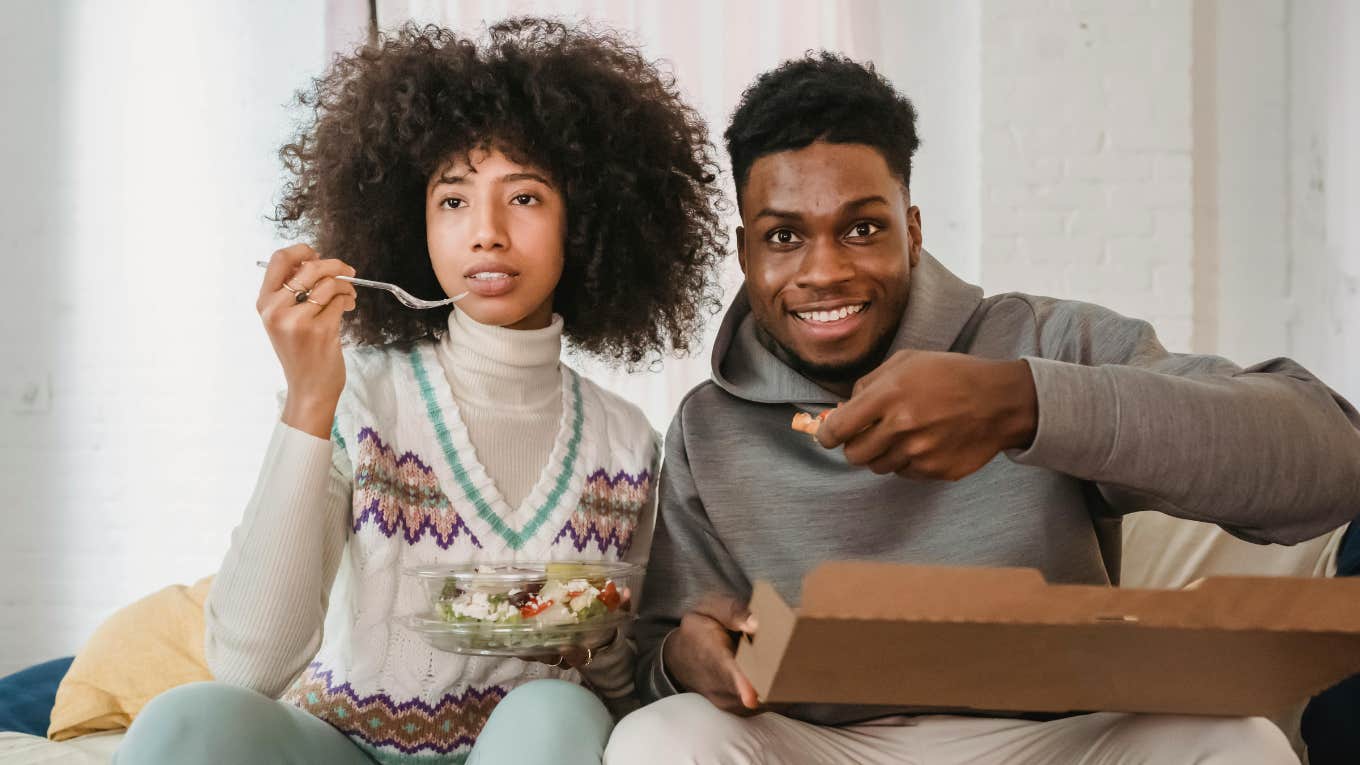 couple eating takeout together