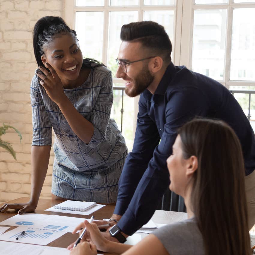 Great boss having a healthy conversation with workers. 