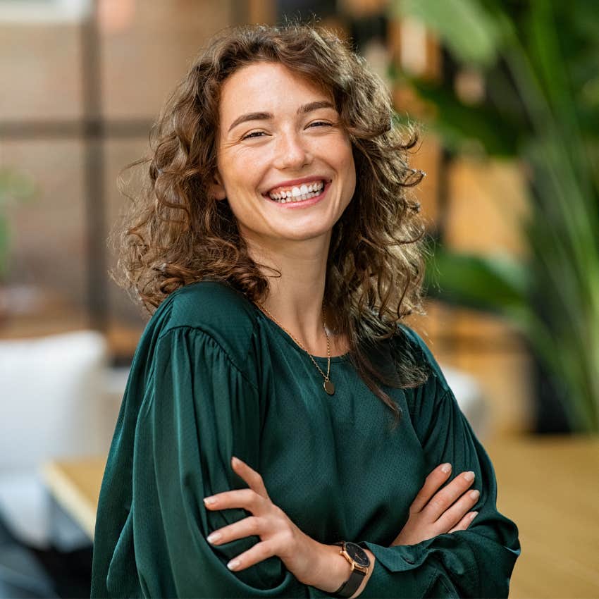 woman smiling in office