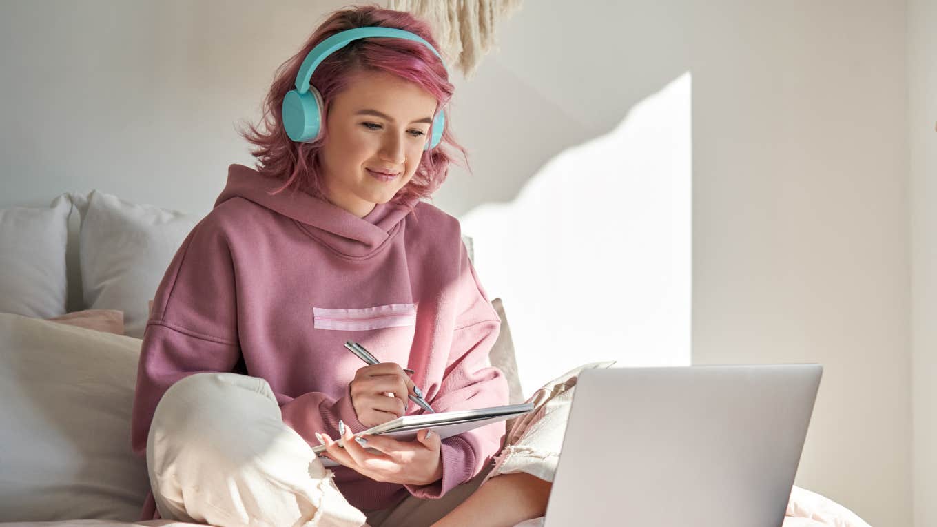 teen girl on laptop