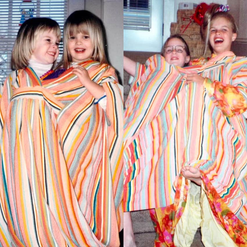 Kids in the same dress, six years apart