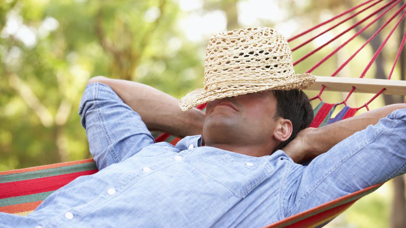man relaxing while he skipped work for six years 
