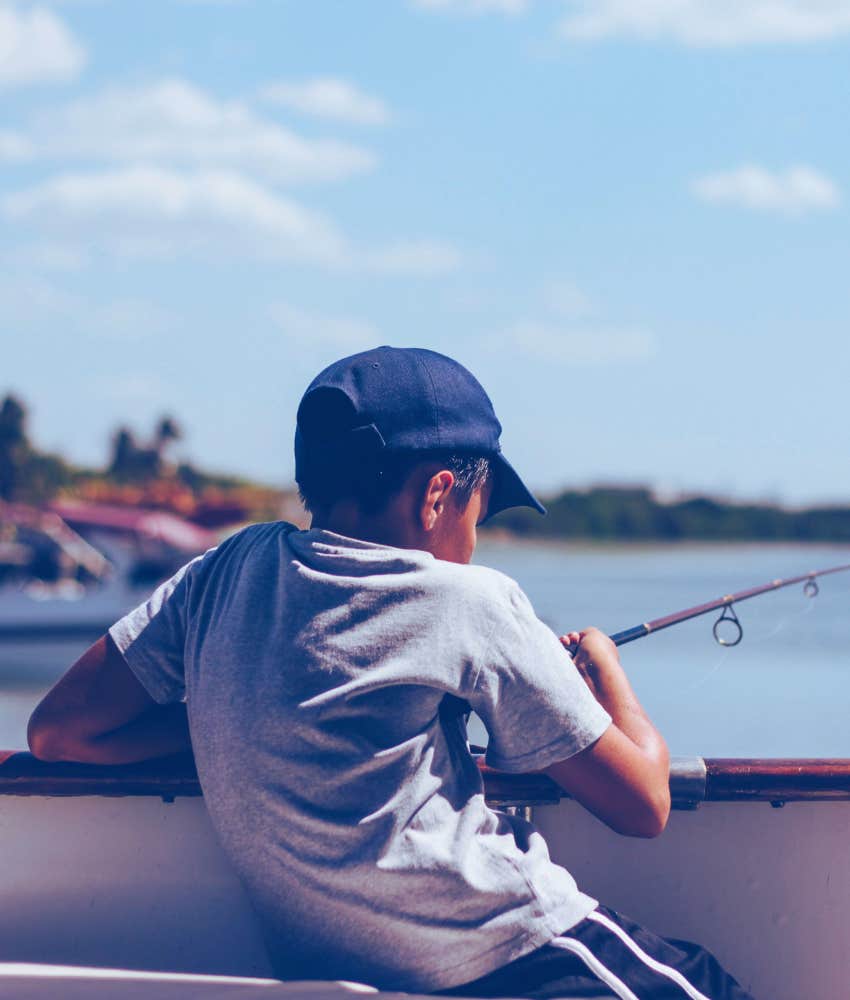 teen boy fishing