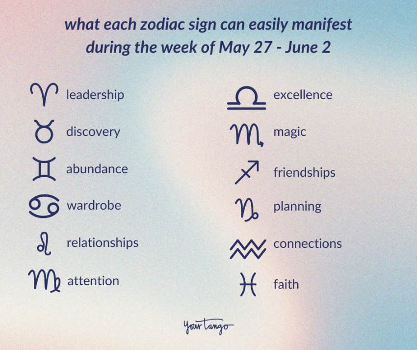 list of what each zodiac sign can manifest may 27 - june 2