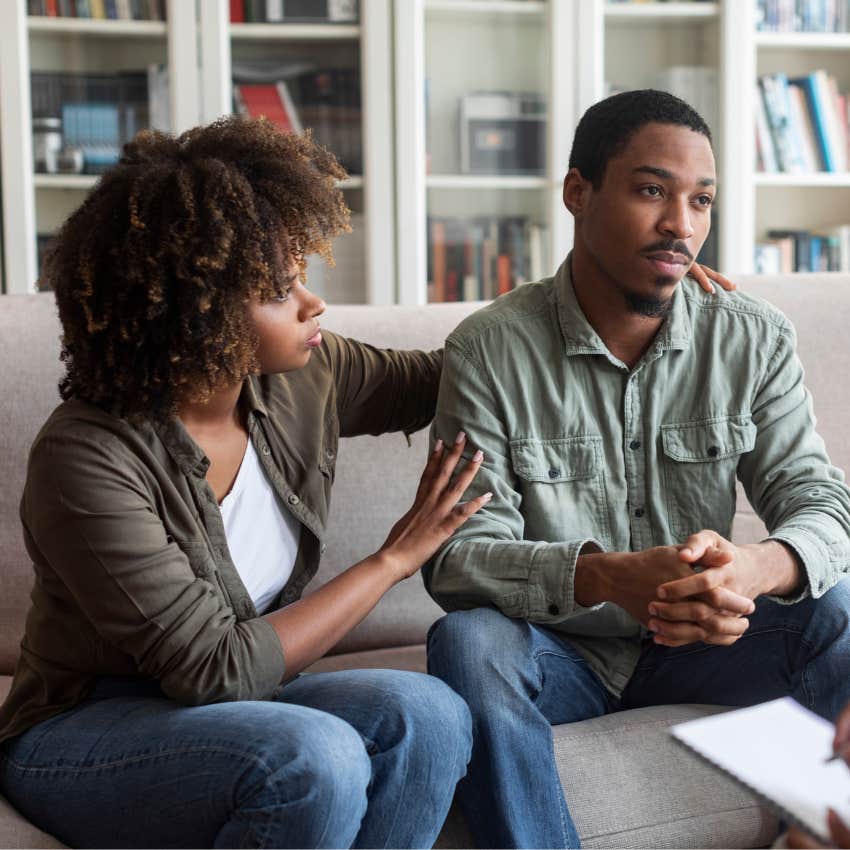 man and woman in therapy session