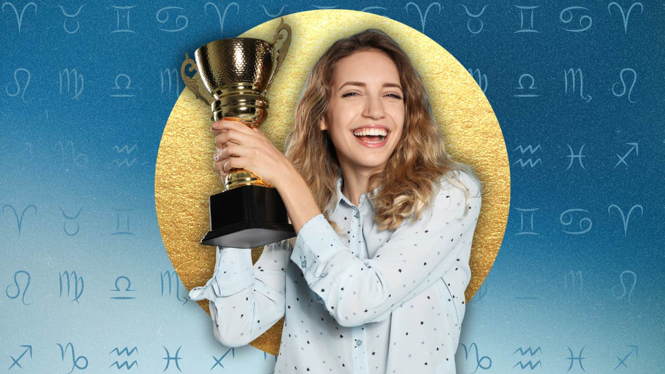 woman holding award for best weekly horoscopes june 24-30