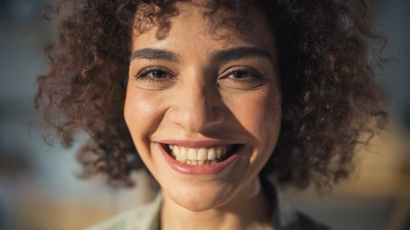 smiling successful woman close up