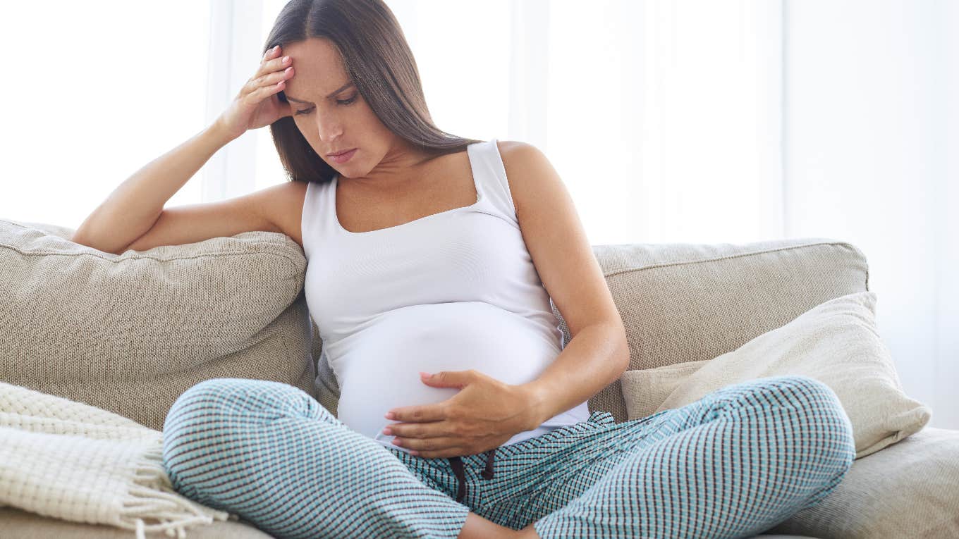 Upset pregnant woman