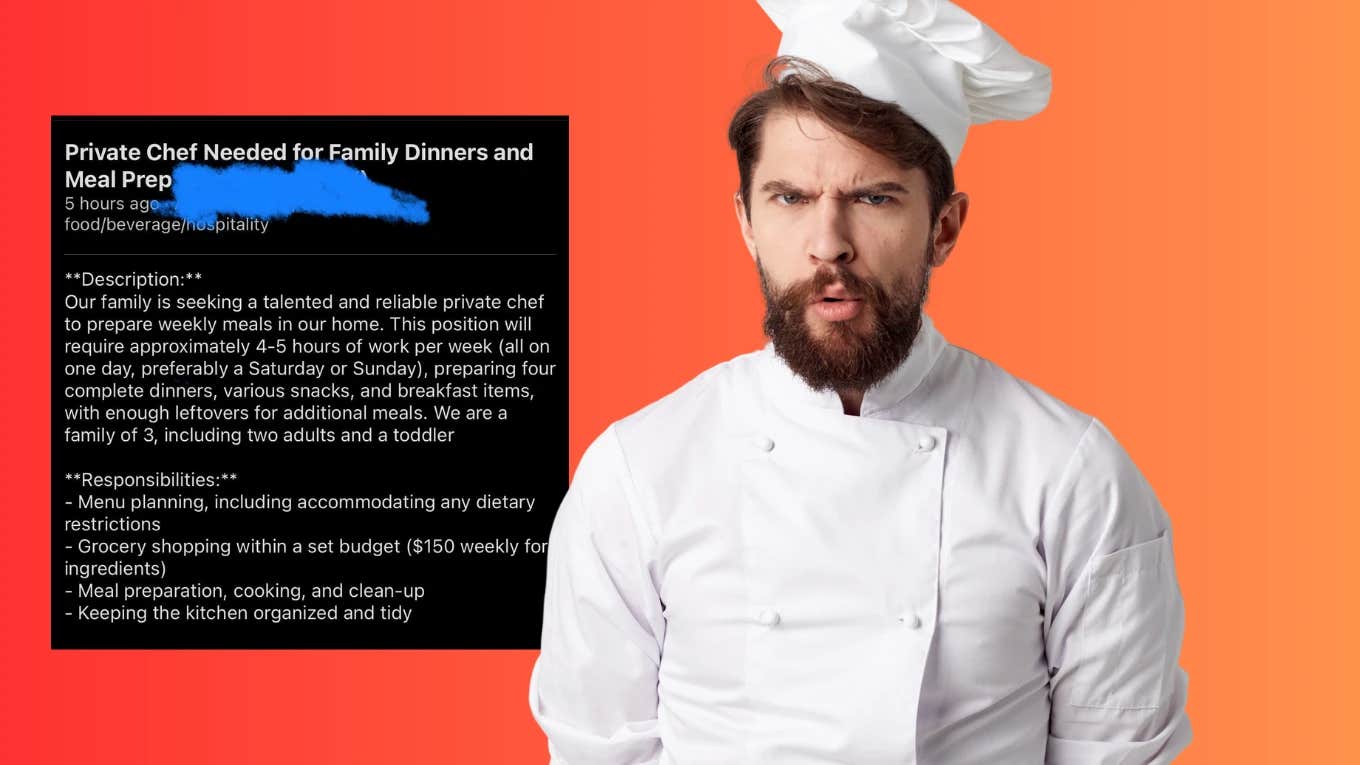 chef angry about craigslist ad in which family tried to hire a private chef for $250 a week