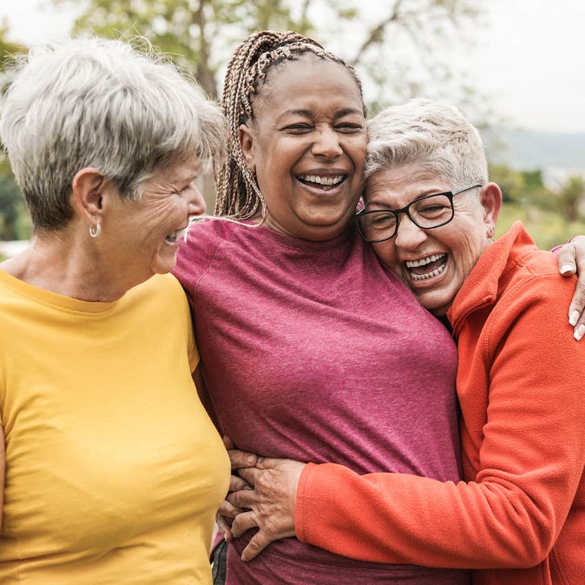 Older women hugging 