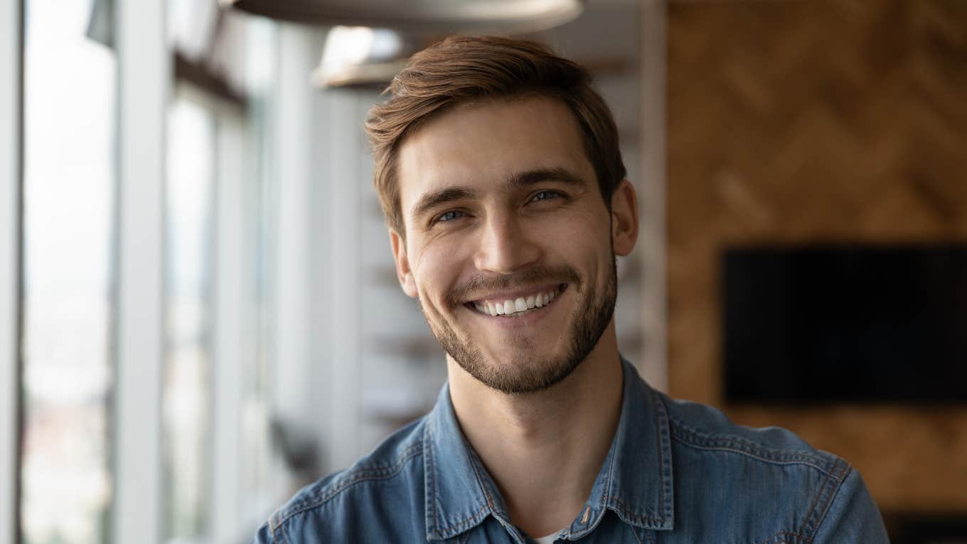 hardworking handsome man smiling