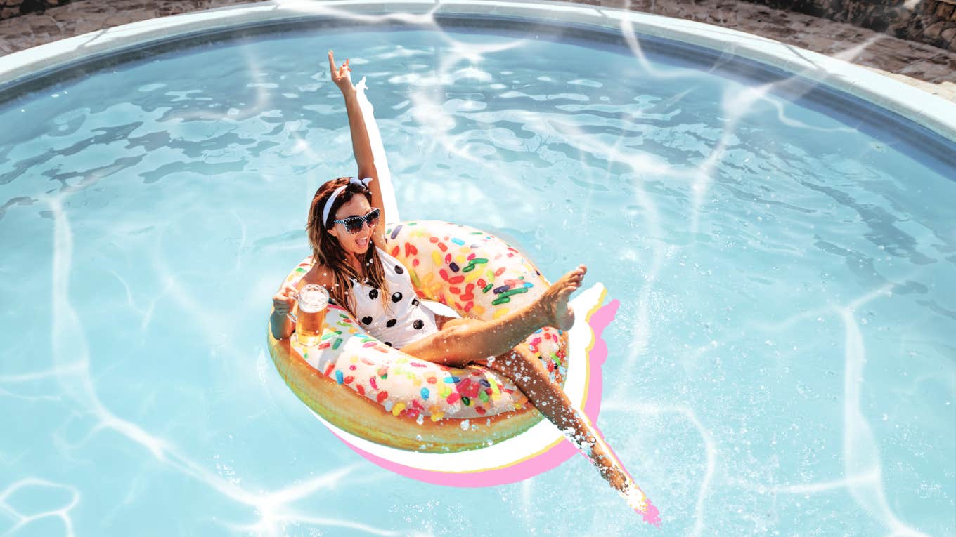 Woman chilling in pool