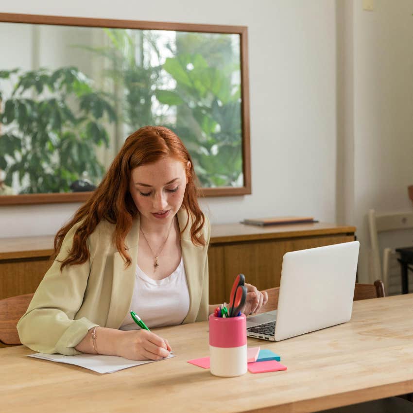 woman working on laptop