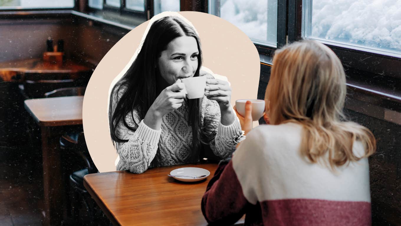 Woman getting her emotional need met by meeting with a friend for coffee