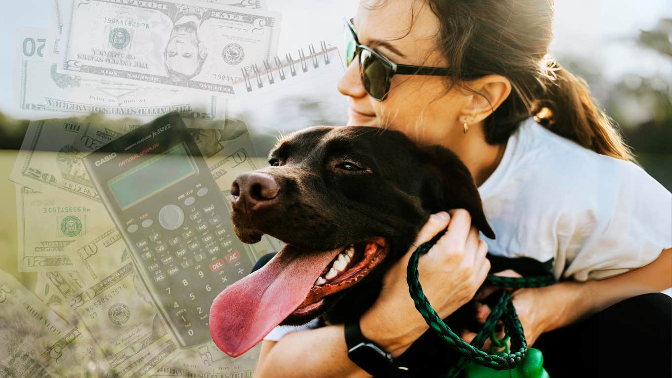 Woman and her dog, who taught her how to manage money 