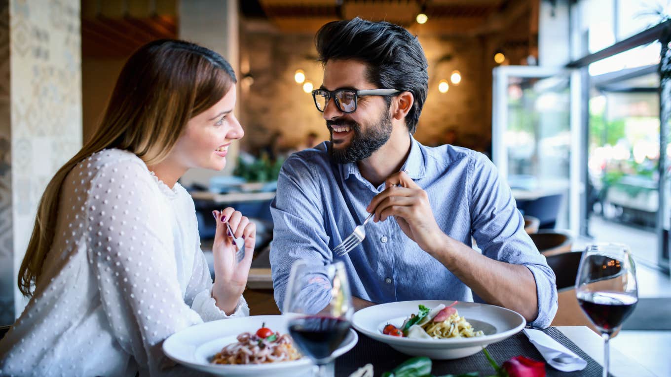 couple enjoying lunch in the restaurant