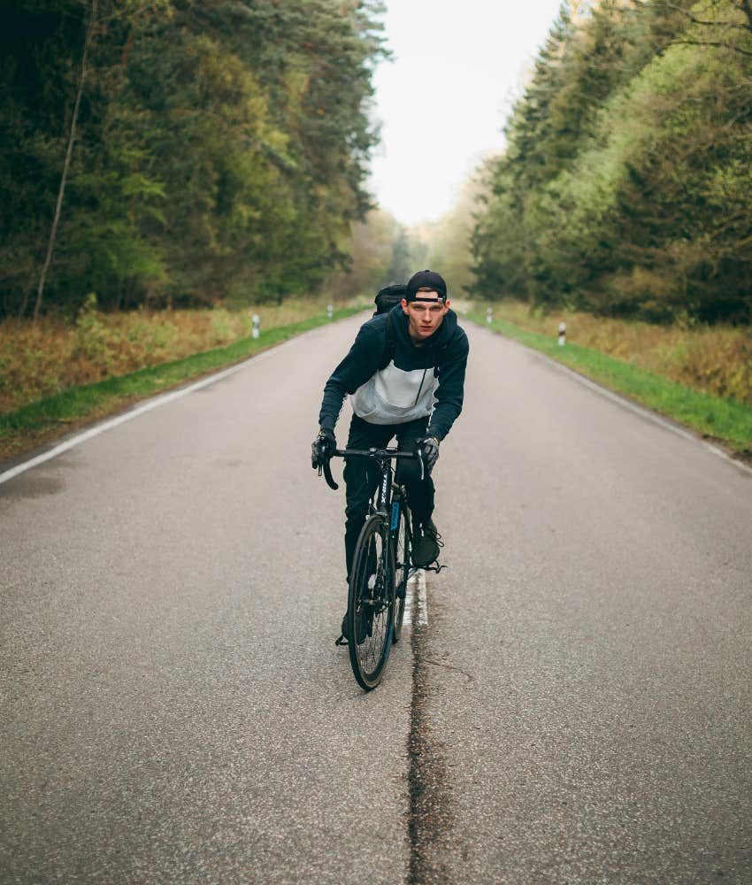 young man biking 