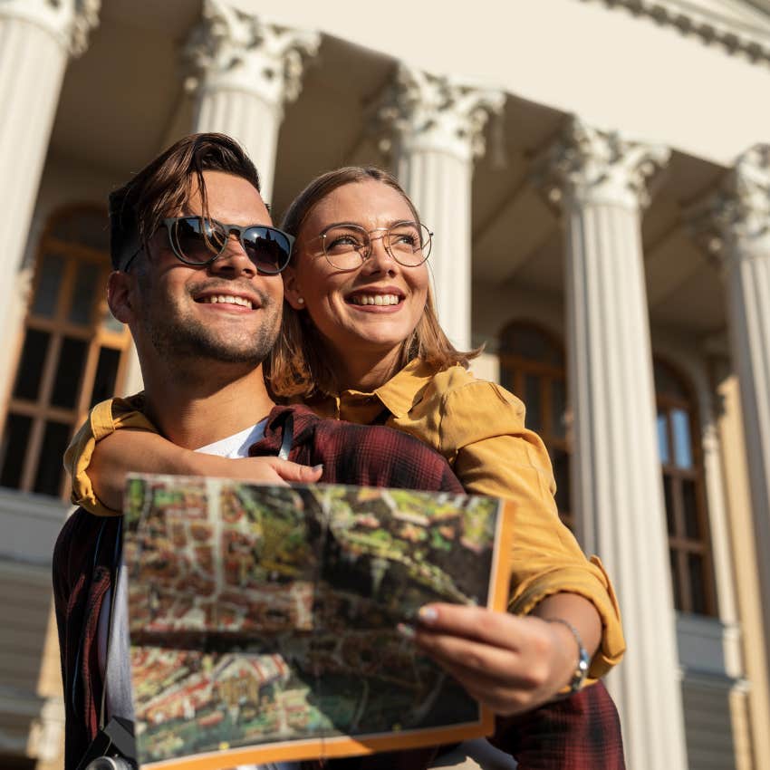 New couple on a date at a museum. 