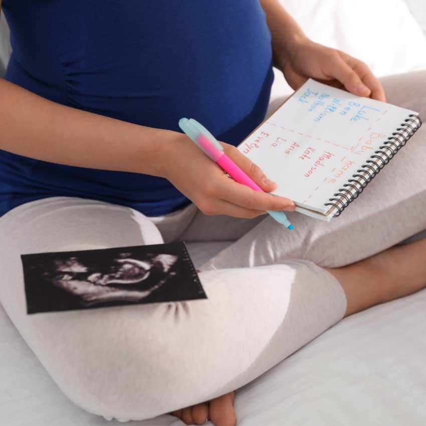 woman, naming baby 