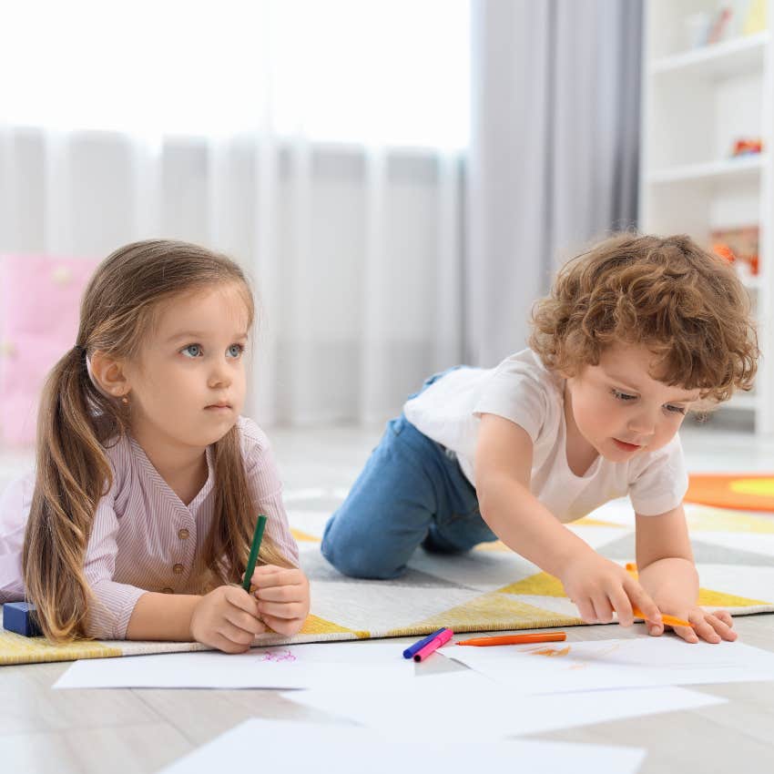 kids coloring a picture