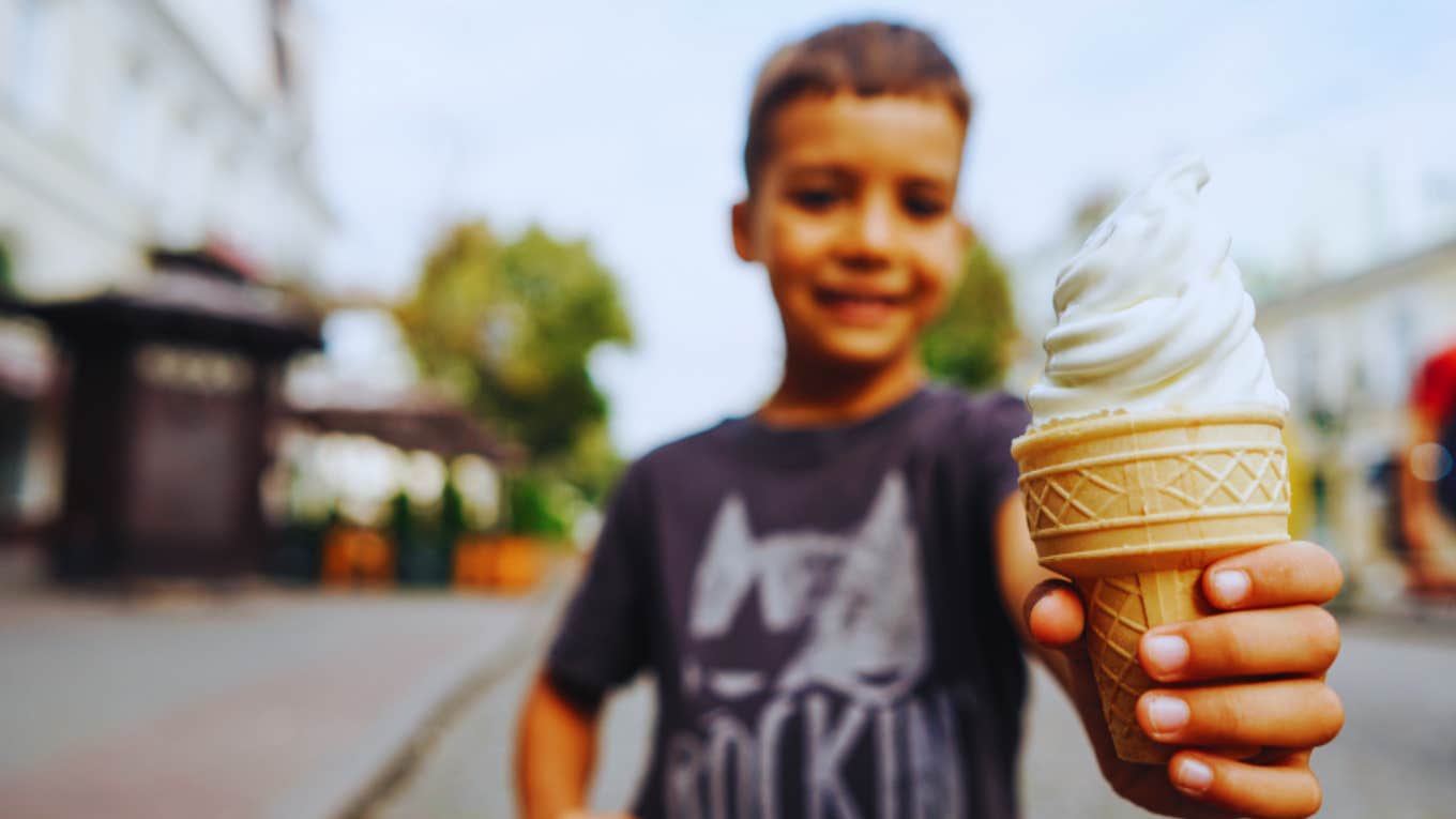 little boy, ice cream cone