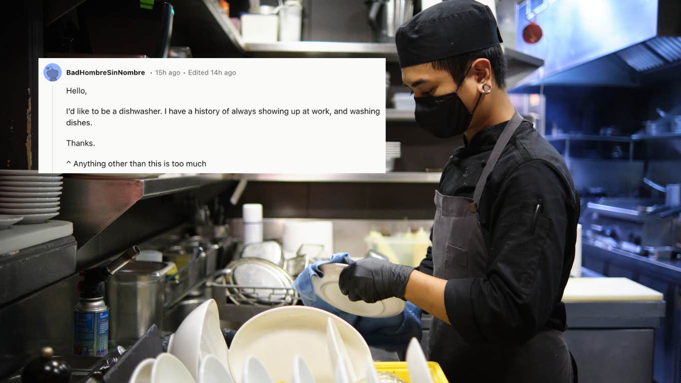 restaurant dishwasher and Reddit screnshot