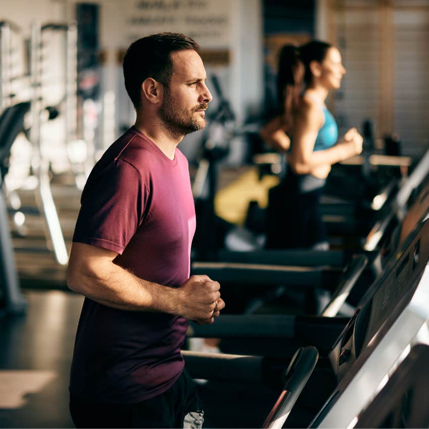 Man running on a treadmill.