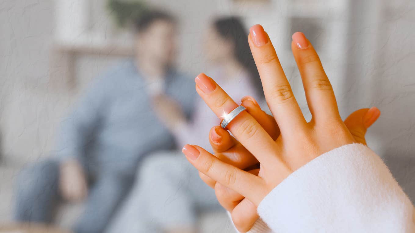 Woman takes off ring knowing the secrets for surviving divorce.