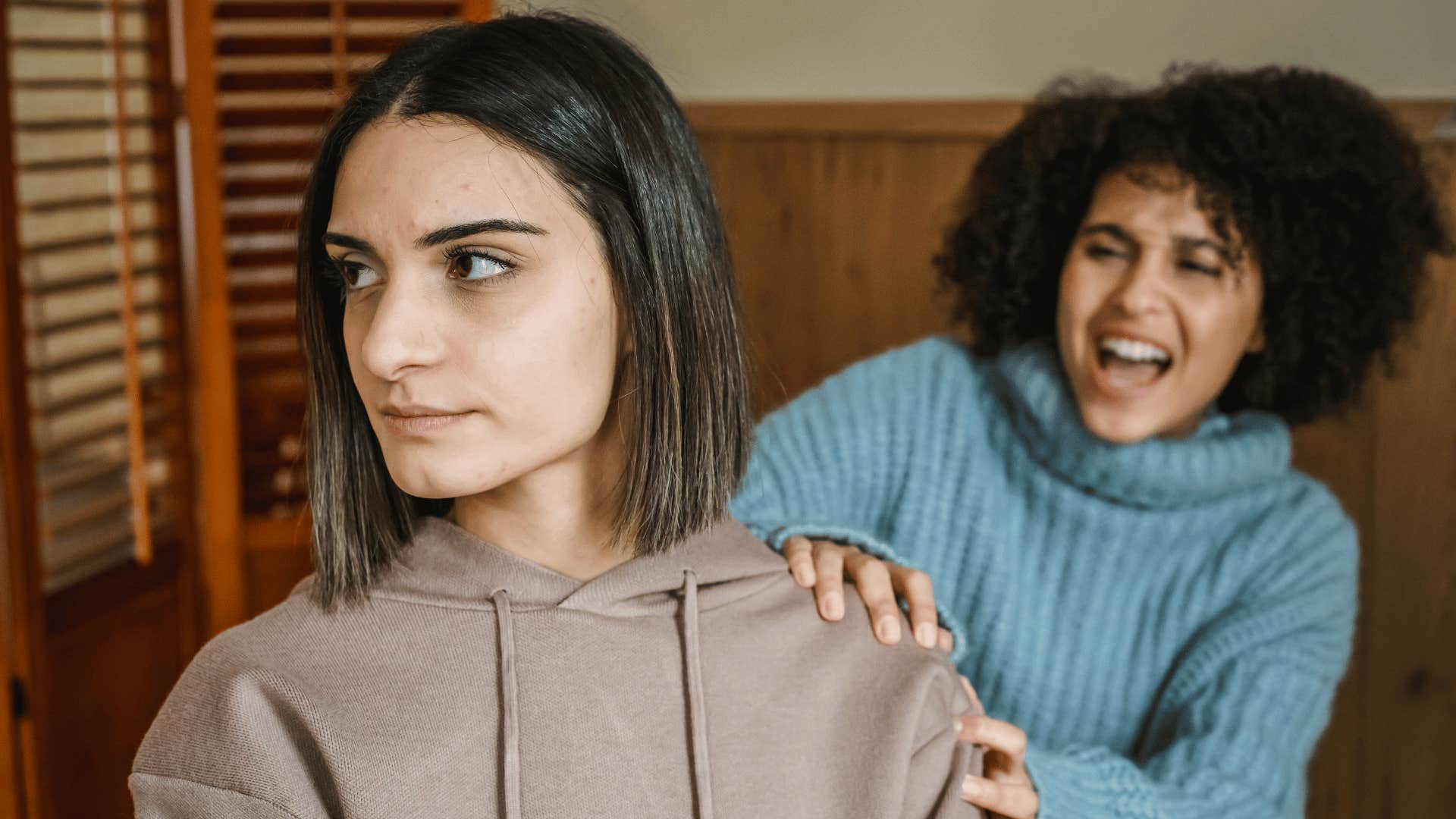 woman being selfish with friend